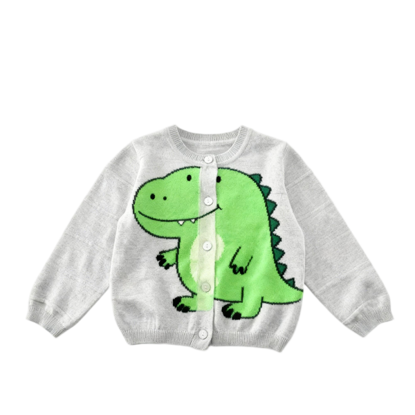 Spring Toddler Girls Sweater - Jacquard Knit 100% Cotton Ventilated Cardigan