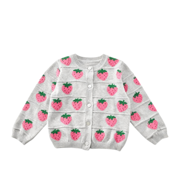100% Cotton Jacquard Cardigan for Toddlers Girls - Soft & Ventilated Spring Sweater