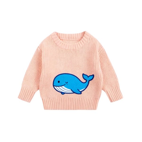 Winter Solid Color Toddler Knitwear - Custom Logo Cotton Sweater for Girls